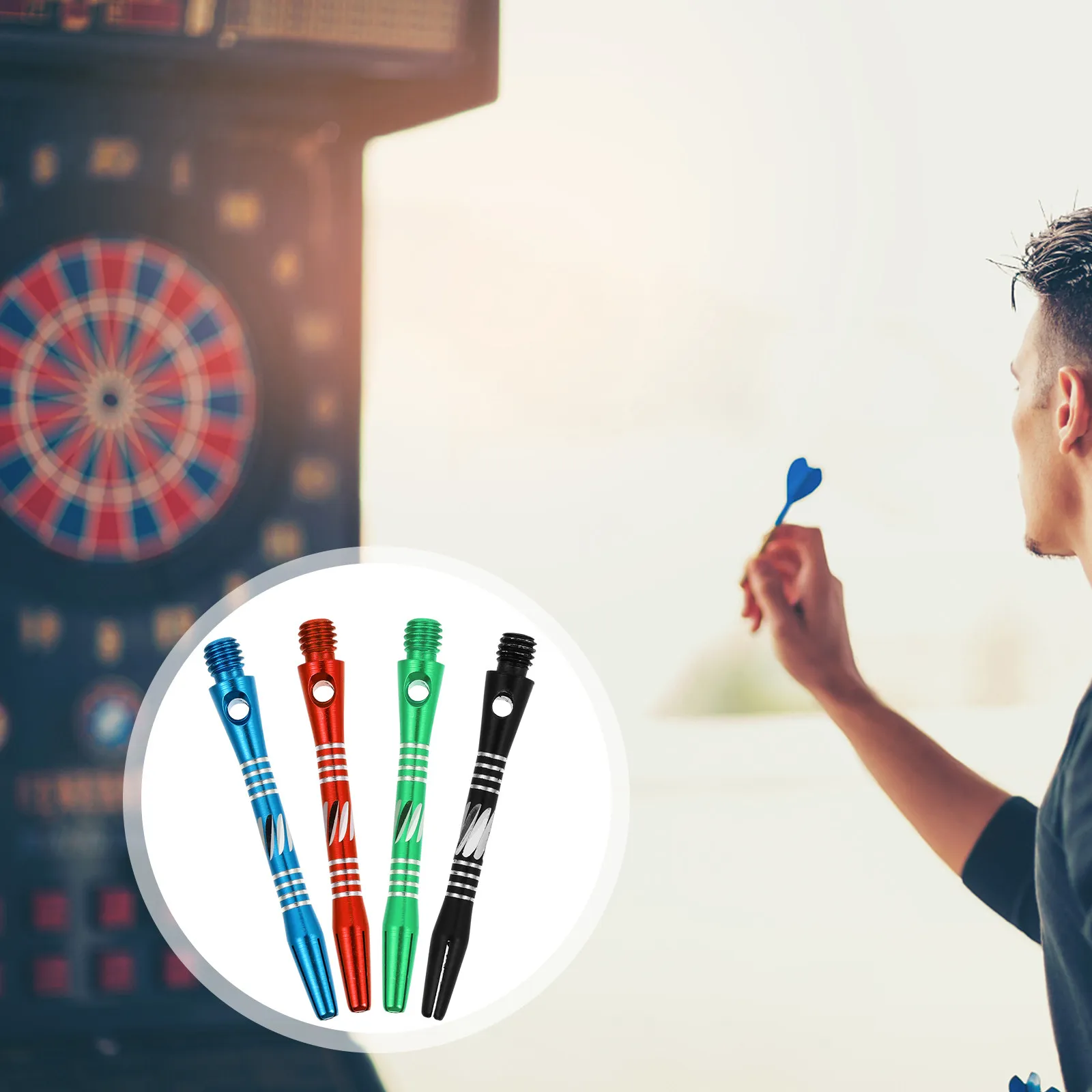 12Pcs 46Mm Aluminium Alloy Dart Shafts 2Ba Standard Thread Non-Slip Knurled Surface for Steel Tip Replacement Gaming