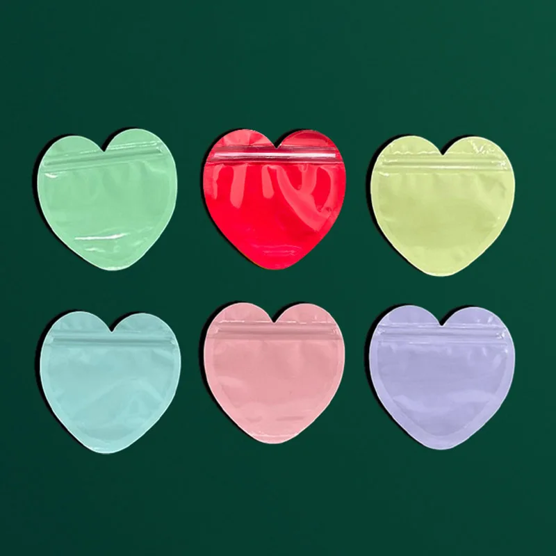 

600pcs Creative Heart Shaped Self Sealing Bags for Jewelry Candy Sugar Chocolate Pouches Convenient Zipper Lock Gift Bag