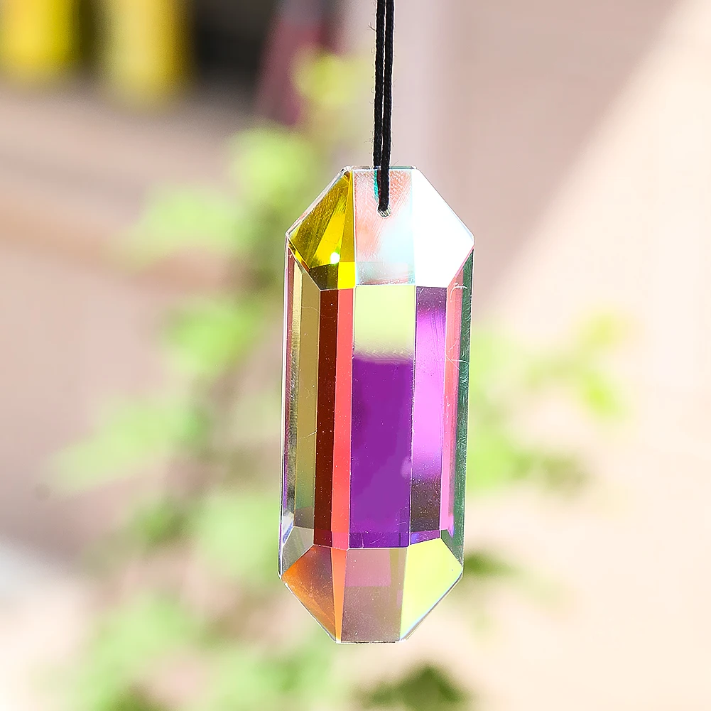 75mm Rainbow Reflection Crystal Suncatcher Faceted Glass Chandelier Prism Replacement Pendant Window Hanging Decor Photo Props