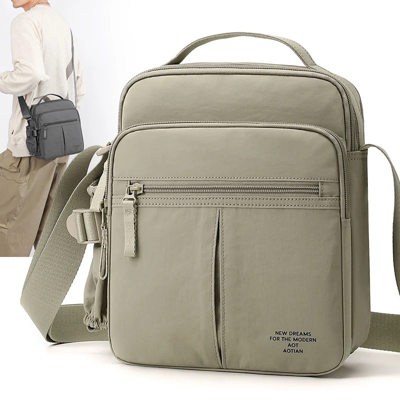 New minimalist and versatile multi-layer men's casual bag single shoulder diagonal cross handbag water bottle bag multifunctiona