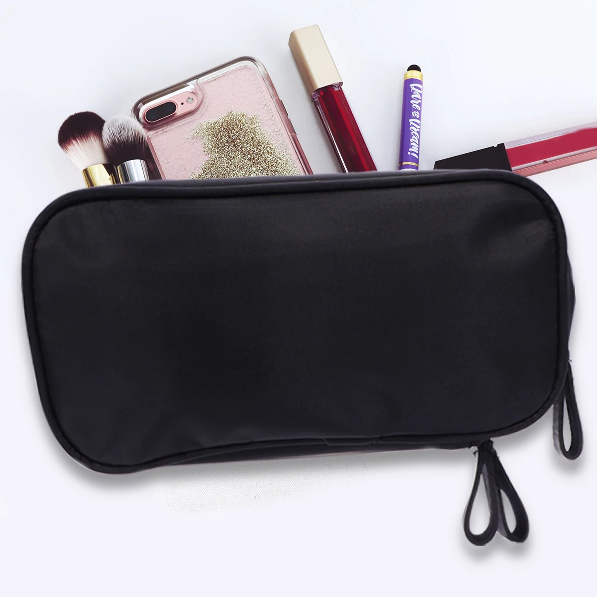 

Makeup Black Makeup Travel Large Toiletry Bag Capacity Premium Cosmetics Bag Nylon Storage Bathroom Bedroom