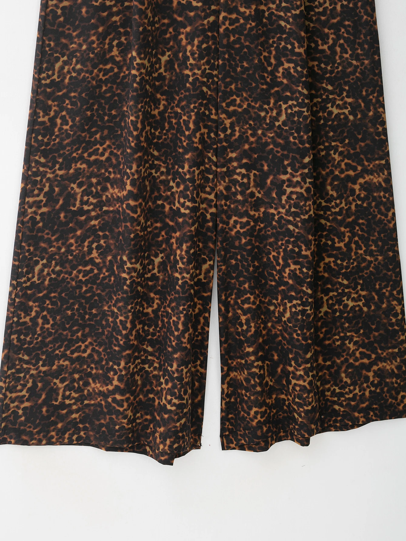 Femmes taille haute pantalon à jambes larges Animal Camflouge imprimé pantalon décontracté femme coupe ample confortable automne hiver pantalons longs