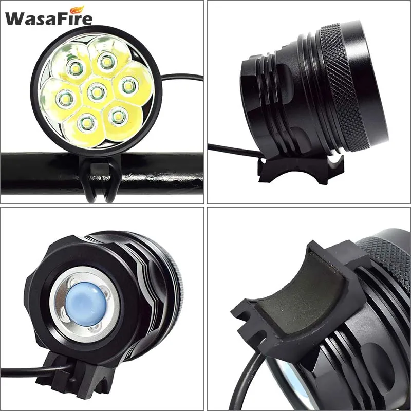 Wasafire-マウンテンバイクヘッドライト,10000ルーメン,7 * xm-l t6 led,18650バッテリーと充電器付き