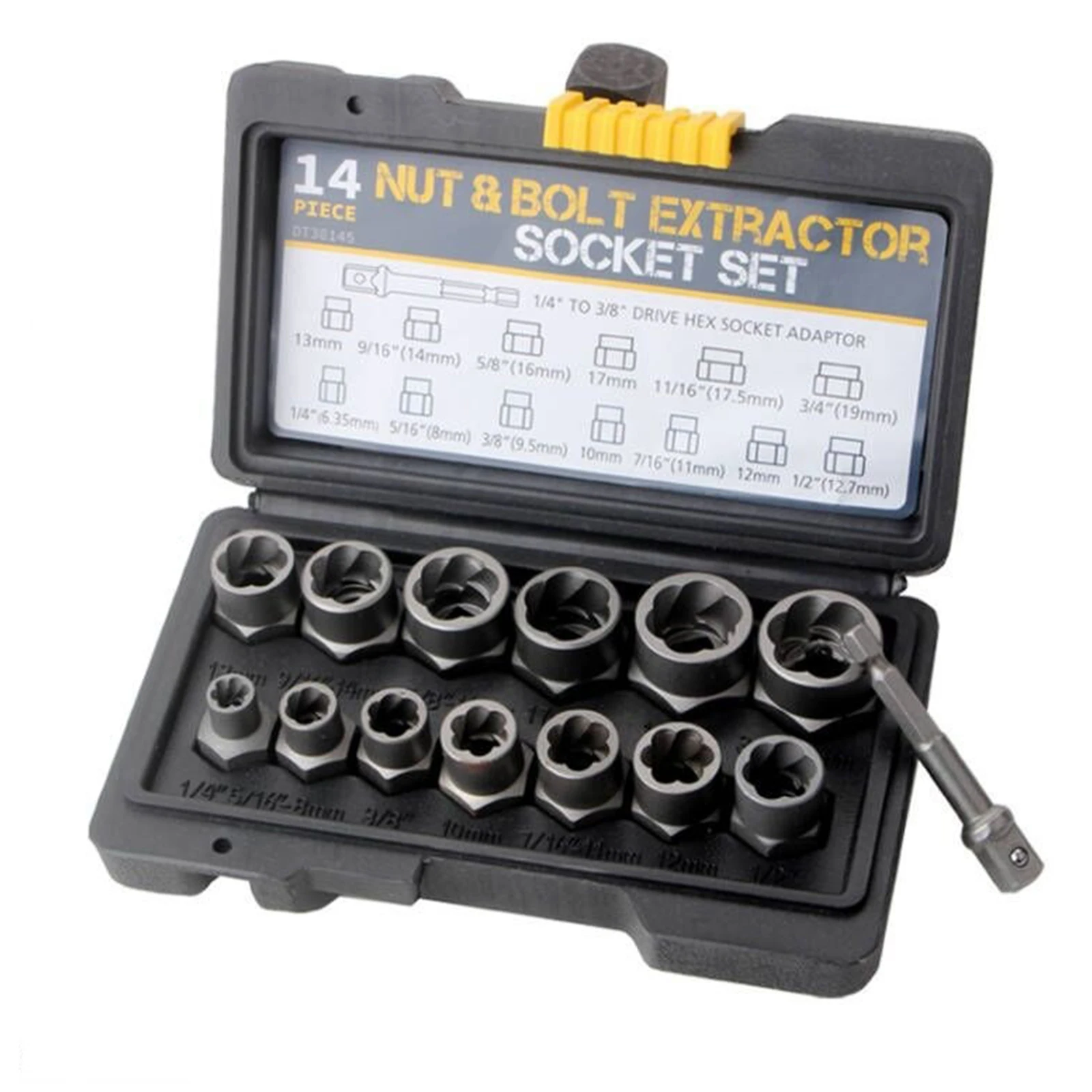 14 Packs Stripped Bolt Extractor Set Bolt Remover Set Damaged Bolt Nut Remover for Damaged Frozen Studs Rusted Rounded-Off Bolts