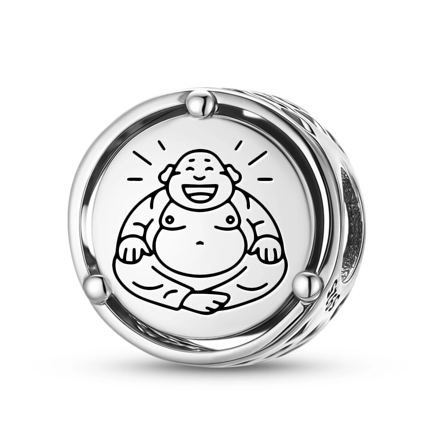 

925 Sterling Silver Geomantic Omen Laughing Buddha Charm Fit Original Bracelet Diy Jewelry Accessories Family Bead