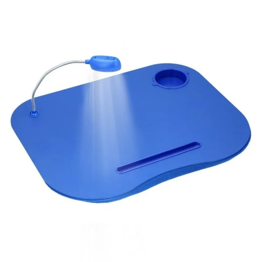 

Lavish Home Cushioned Laptop Lap Desk with LED Light and Cup Holder Blue