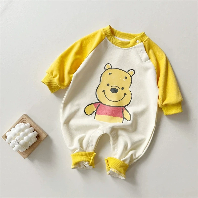 Spring/autumn Clothes Disney Cartoon Newborn Jumpsuit Long Sleeve One-piece Sleepwear Toddler Costume Cotton Infant Bodysuits