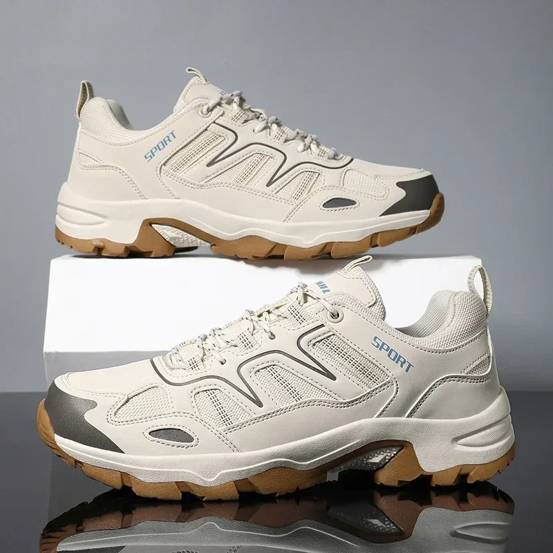 Men's Lace Up Platform Hiking Sneakers, Wear-resistant Non-Slip Outdoor Shoes For Climbing Hunting Trekking