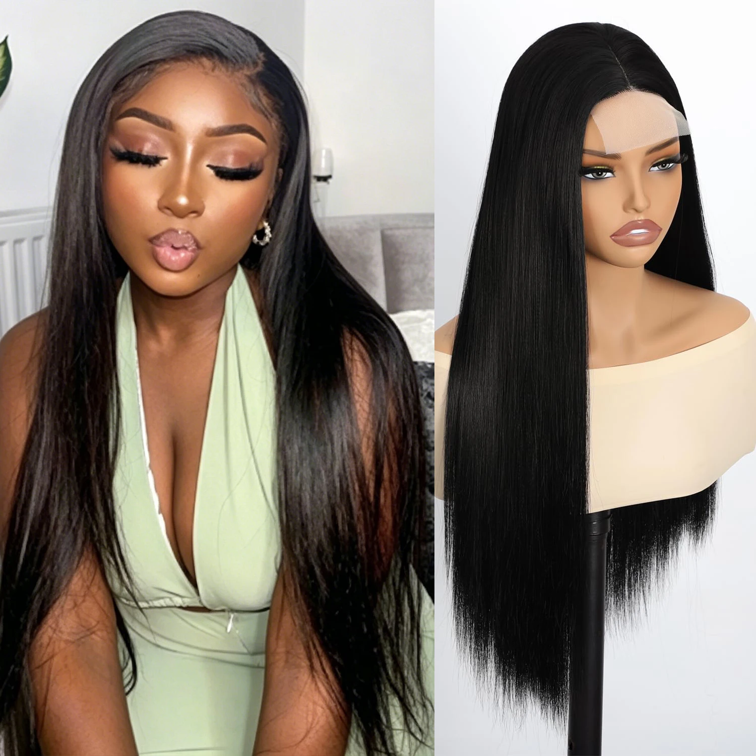  Lace Front Wigs Human Hair Silky Straight Wig 200 Density 22 Inch | Black Wig Human Hair 13x4 HD Lace Frontal Wig Pre Plucked Hairline with Baby Hair Soft for Women Party Daily Wear