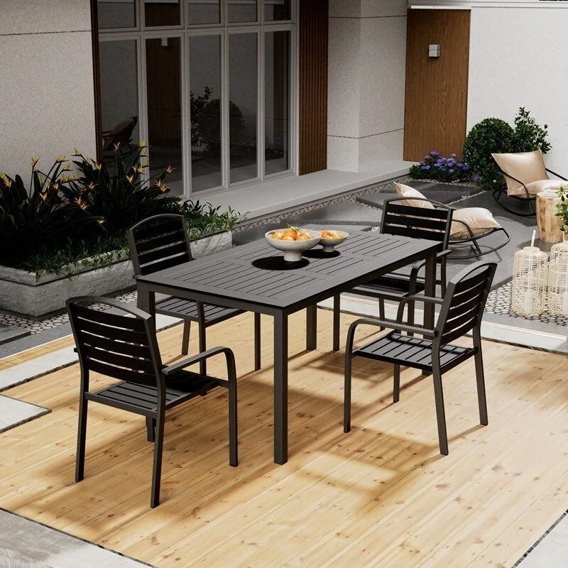 Outdoor tables and chairs plastic wood outdoor courtyard garden open-air dining table balcony leisure