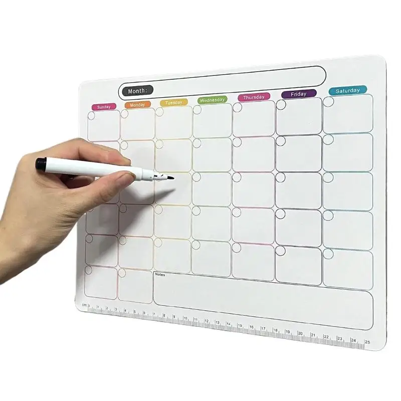 Hot Sale Board Magnetic Refrigerator Dry Erase Calendar Monthly Planner Record Message Memo Pad Kitchen Fridge Decor