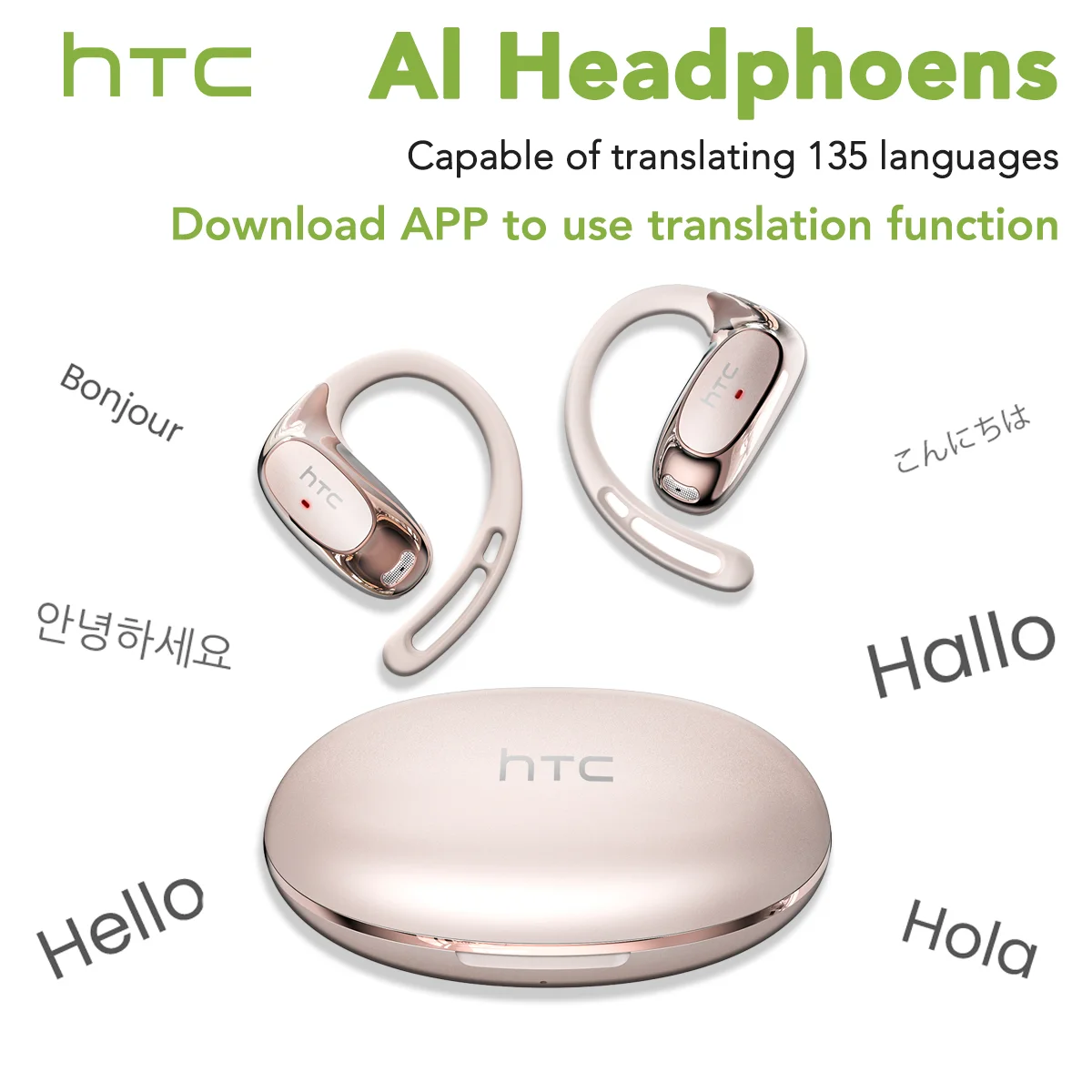 HTC NE35 Bluetooth V6.0 AI Übersetzungskopfhörer OWS Sportkopfhörer Rauschunterdrückung Anrufe Drahtloser Kopfhörer Longlife HD Bass