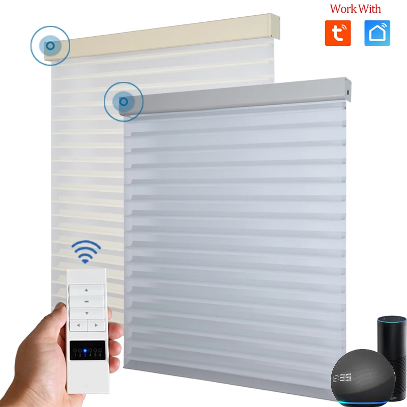 

SmartMatters Electric Shangrila Blinds Smart Zigbee Blackout Zebra Shades for Windows and Doors Wifi Tuya Alexa Google Assistant