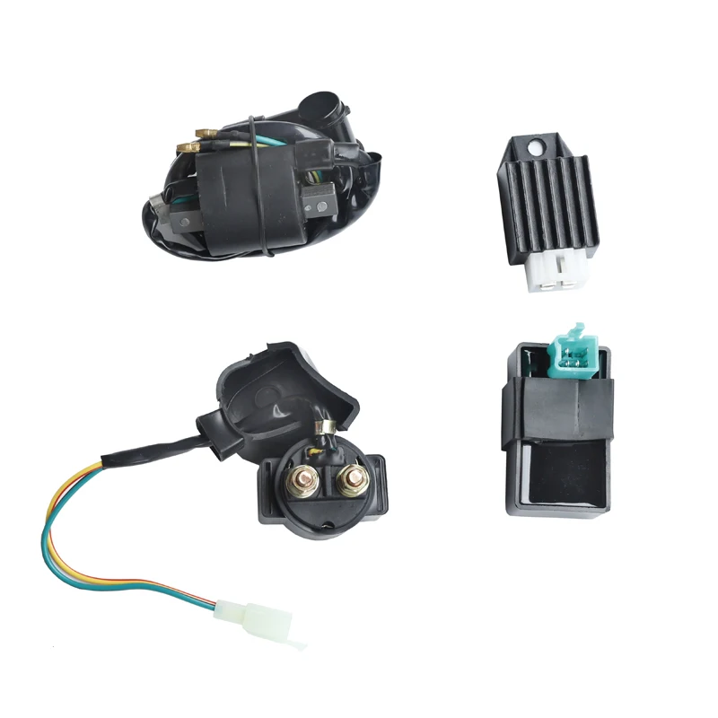 12V 4Pin Voltage Regulator Half Wave Rectifier+Starter Relay Solenoid Valve+Ignition Coil  for GY6 50 80 125 150CC Buggie Moped