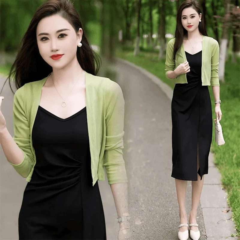 New 2025 Women's Shawl Coat Summer Fashion Ice Silk Chiffon Sunscreen Slimming Short Jacket Top Cardigan Outerwear