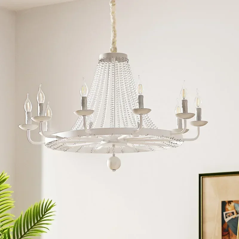 European Pastoral Style Home Decor Pendant Lamp Village Wrought Ion Crystal Chandelier  Country Candle Chandelier