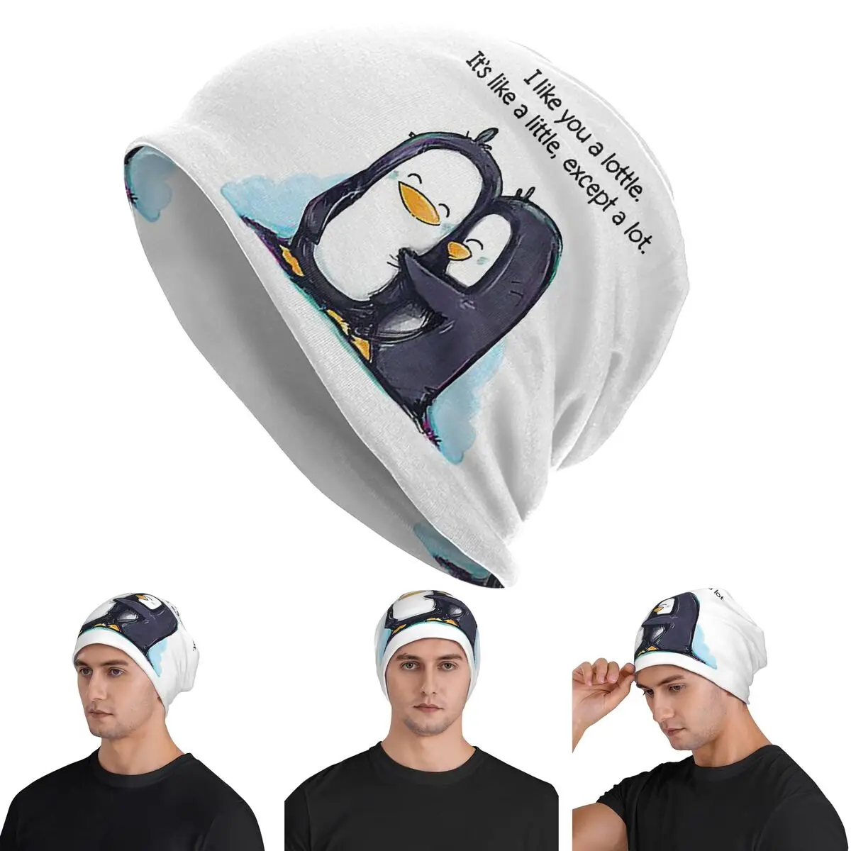 

I Like You A Lottle Penguin Skullies Beanies Hats Warm Autumn Winter Outdoor Cap Knitted Bonnet Caps for Men Women Adult