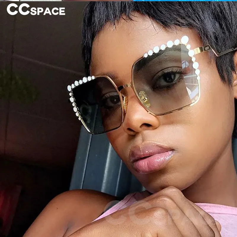46340 Luxury Brand Sunglasses Pearl Decoration Women Fashion Shades Uv400 Lady\'s Vintage Glasses