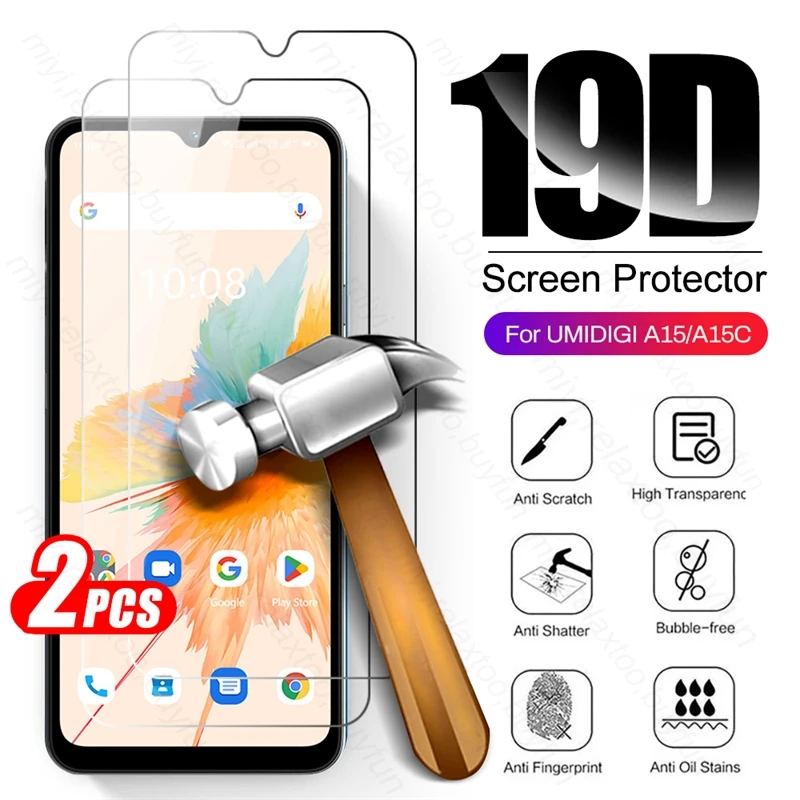 2PCS HD Tempered Glass For Umidigi A15 A15C 4G 6.7