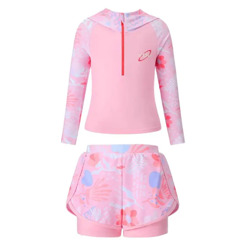

Swimwear Bathing Suit Kids Long Sleeve UV Sun Protection Rash Guard Swimsuits Two Piece Shirt Top with Swim Trunks