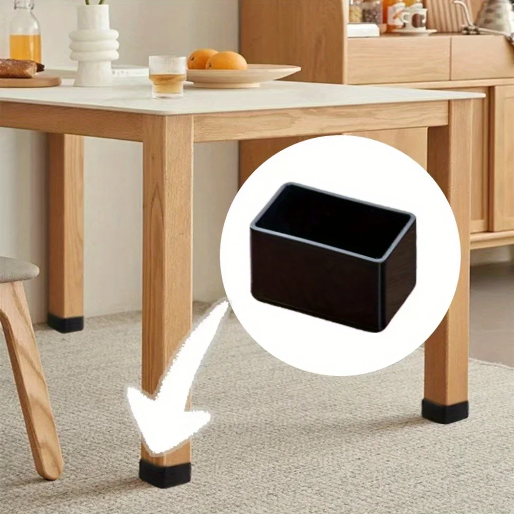 20*40mm Square Foot Cover Foot Protection Cover Rectangular Outer Plug End Non-slip Leather Cover PVC Rubber Black Carton