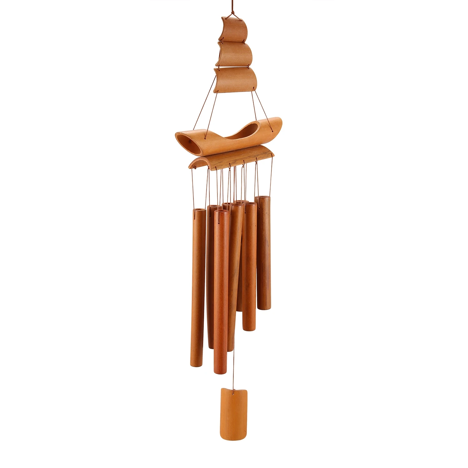 Bamboo Wind Chime Handmade Natural Ring Home Decor Wind Chime Hanging Ornament Outdoor Yard Wind Bell