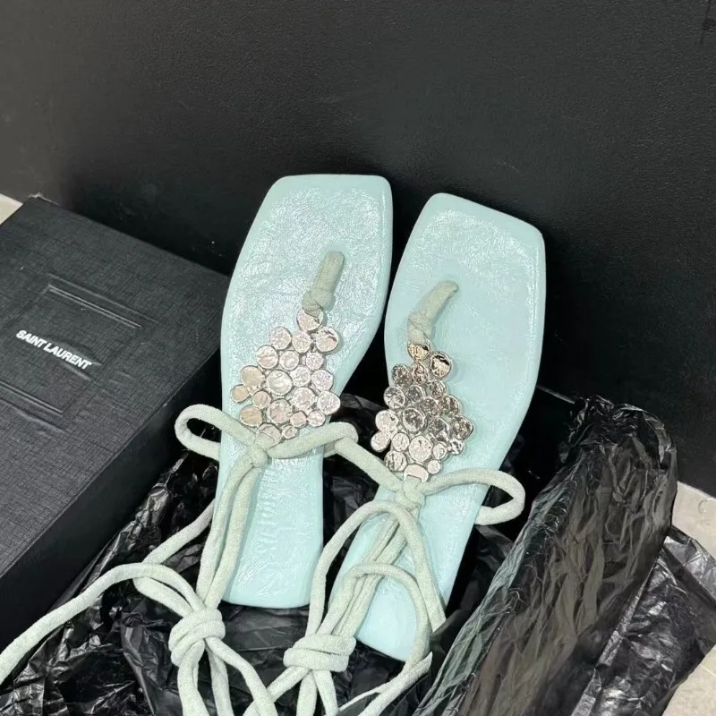 

2025 Summer Fashion Women's Sequin Slippers Casual Outdoor Flat Sandals Comfortable Women's Shoes Pantuflas De Mujer Slides