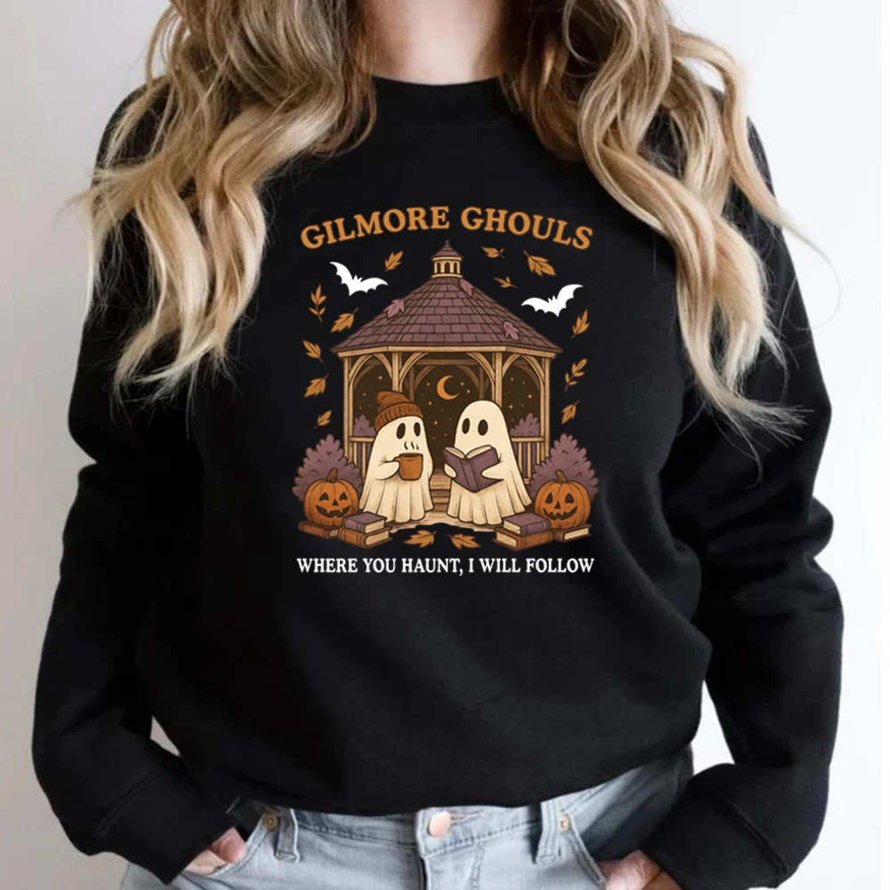 Gilmore Ghouls Sweatshirt Cute Ghost Halloween Sweatshirt Unisex Graphic Hoodies Spooky Fall Shirt Casual Long Sleeve Pullovers
