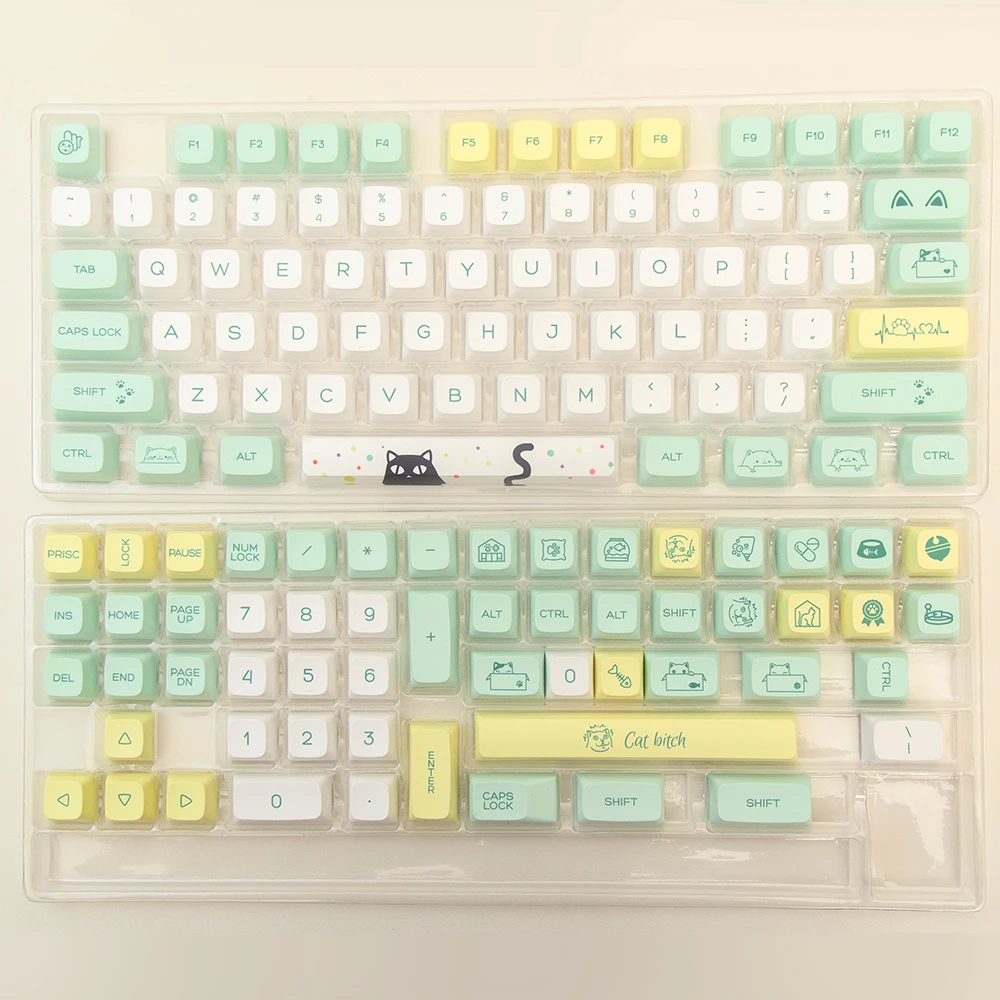 XDA PBT Dye Sub Keycaps Strange Cat 131 Keys XDA Keycap For Cherry Mx Switch Mechanical Keyboard 61 64 68 89 980 104 Layout