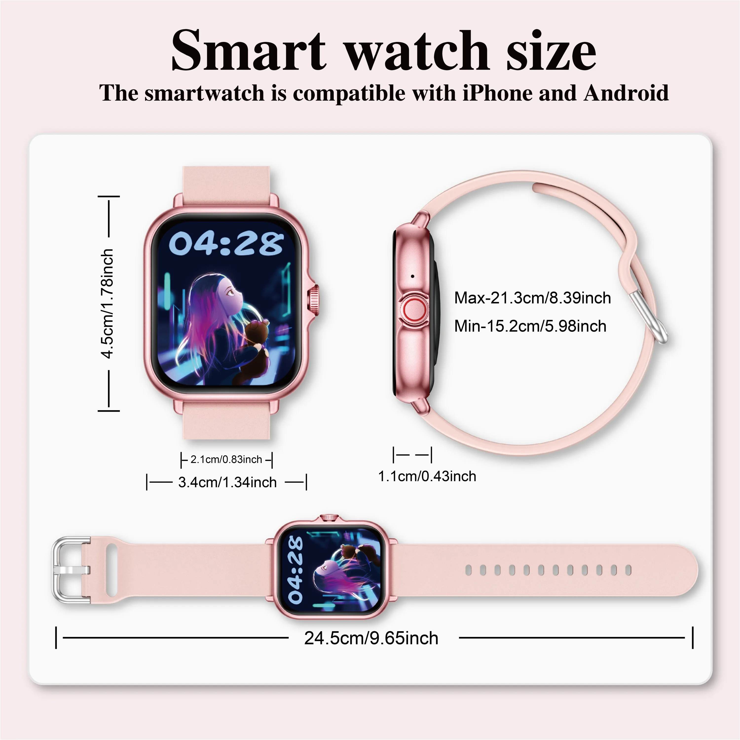 ساعة ذكية رياضية متعددة الوظائف، شاشة لمس كاملة 1.83 بوصة للاتصال والرسائل اللاسلكية، ساعة ذكية لتتبع اللياقة البدنية مع