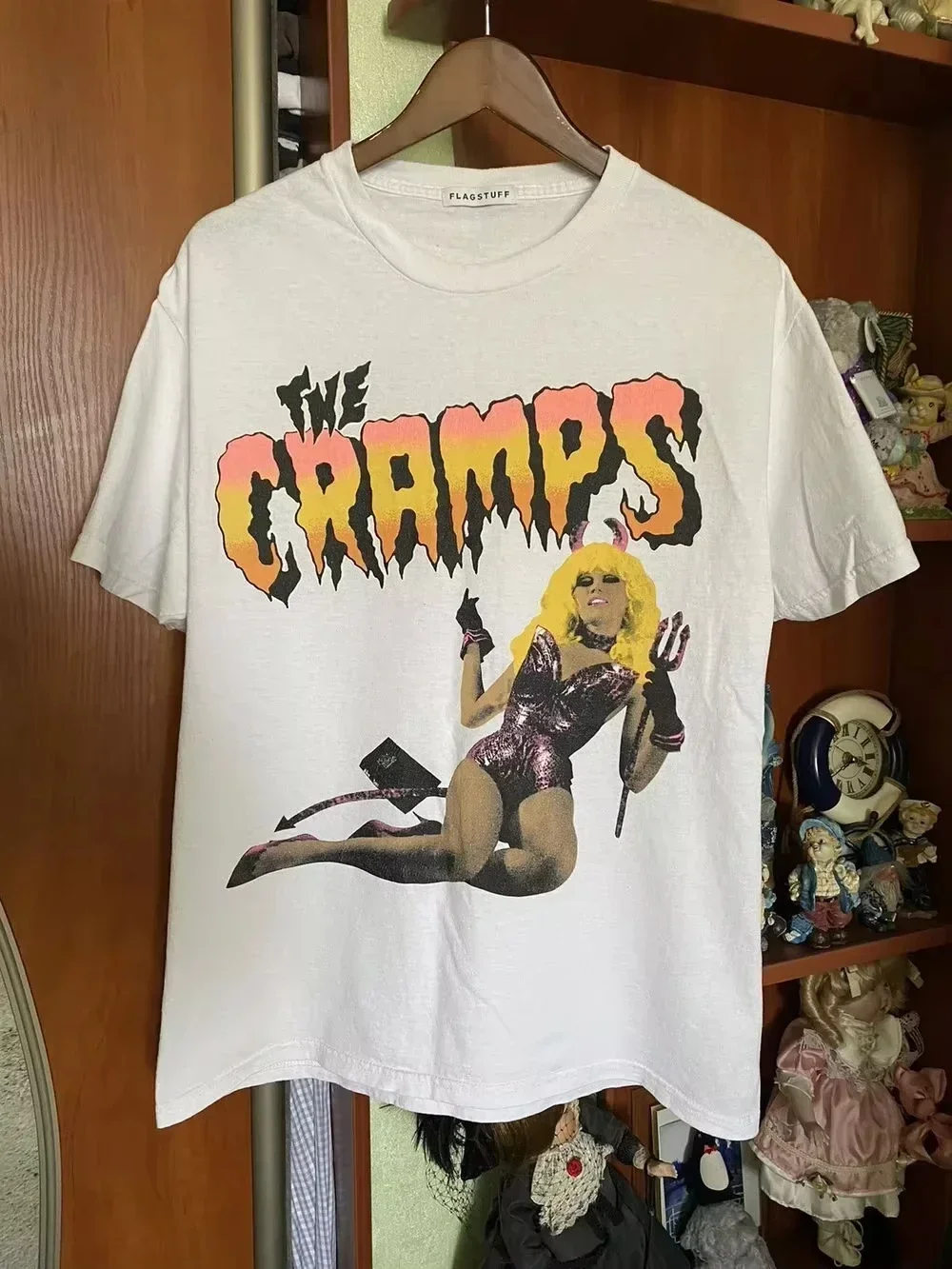 Remake The Cramps 1988 Tour White Y2k T Shirt Graphic Tee Vtg NH Graphic Short Sleeve Shirt Unisex Men Women Summer Tees