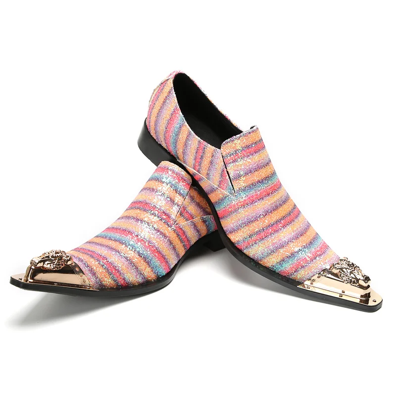 Brett Frühling Herbst Schuhe für Männer Metalle Hut Spike rosa Business Bankett Party sozialisieren Rindsleder Hochzeit Herren schuhe – Detail 11