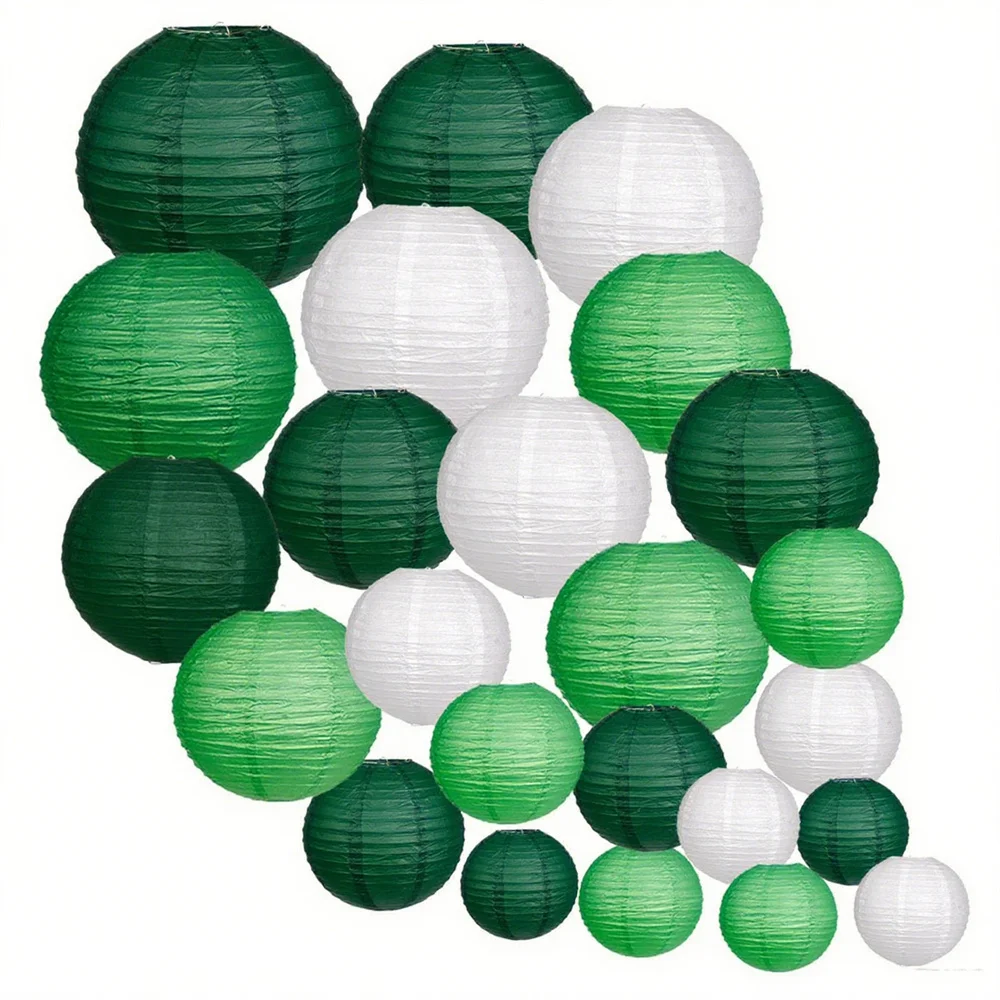 

​24pcs Green Paper Lanterns 6 8 10 12 Inch Round Hanging Wedding Thanksgiving Birthday Graduation Baby Shower Party Decorations