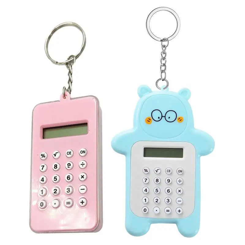 Portable Mini Digital Calculator Creative Keychain Pocket Display Calculator Cartoon Arith-metic Calculator Hangable Pendant