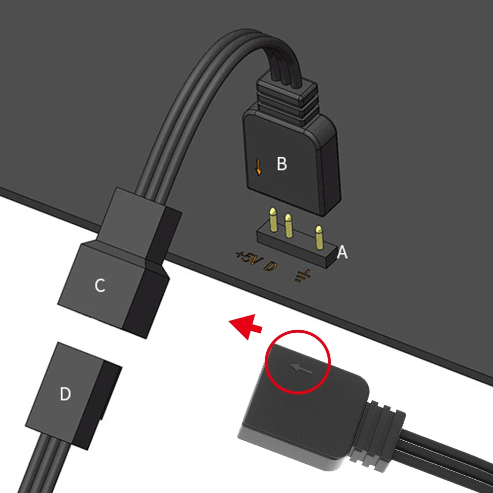 Barrow-Cable de línea de conversión de lámpara de placa base RGB, conector de Cable de extensión de tira Led de Pc, 5V, 3 pines, LRC2.0, ZBDZJX-5