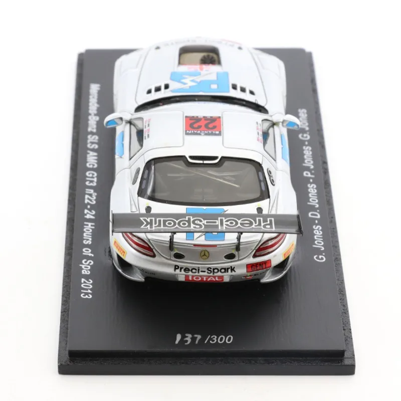 1/43 SLS GT3 2013 SPA 24시간 다이캐스팅 시뮬레이션 수지 자동차 모델 재고 있음, 소년 장난감, 성인 수집용 장식품.