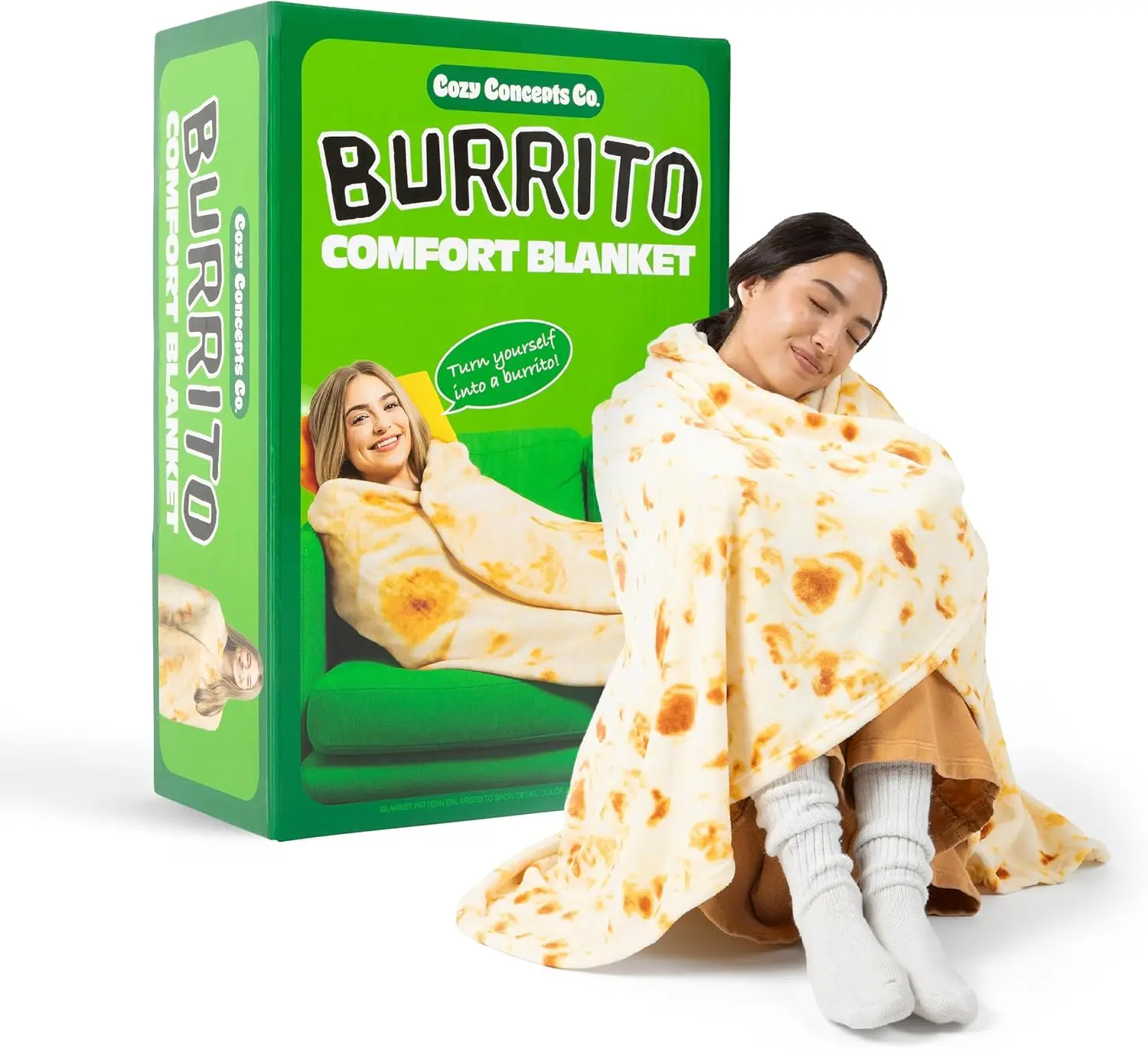 

Гигантское одеяло-тортилья 65 дюймов - вирусный уютный плед в форме буррито для подростков и взрослых