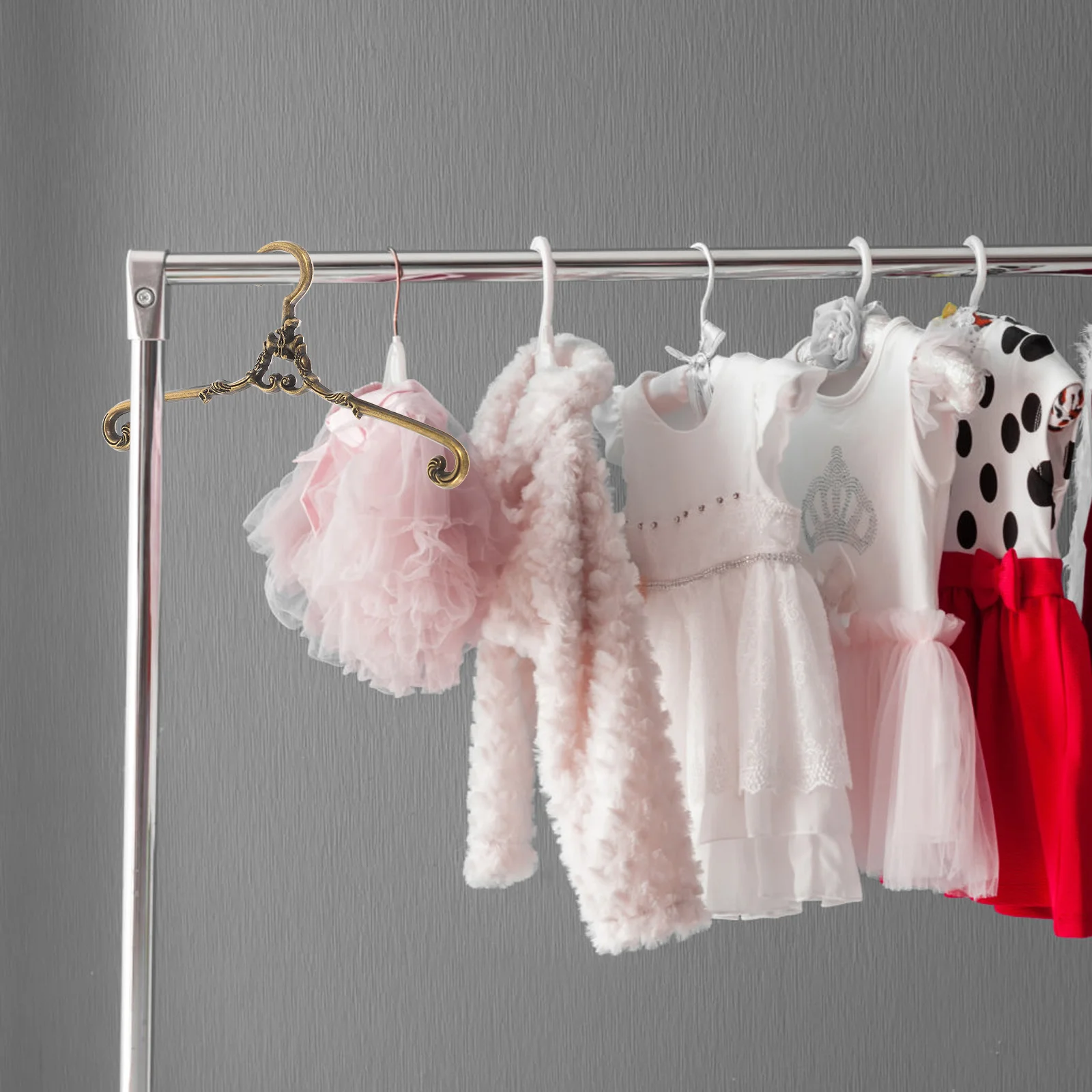 5-delige hangerhangers huis mini voor kleding jurk legering miniatuur kast poppen rok