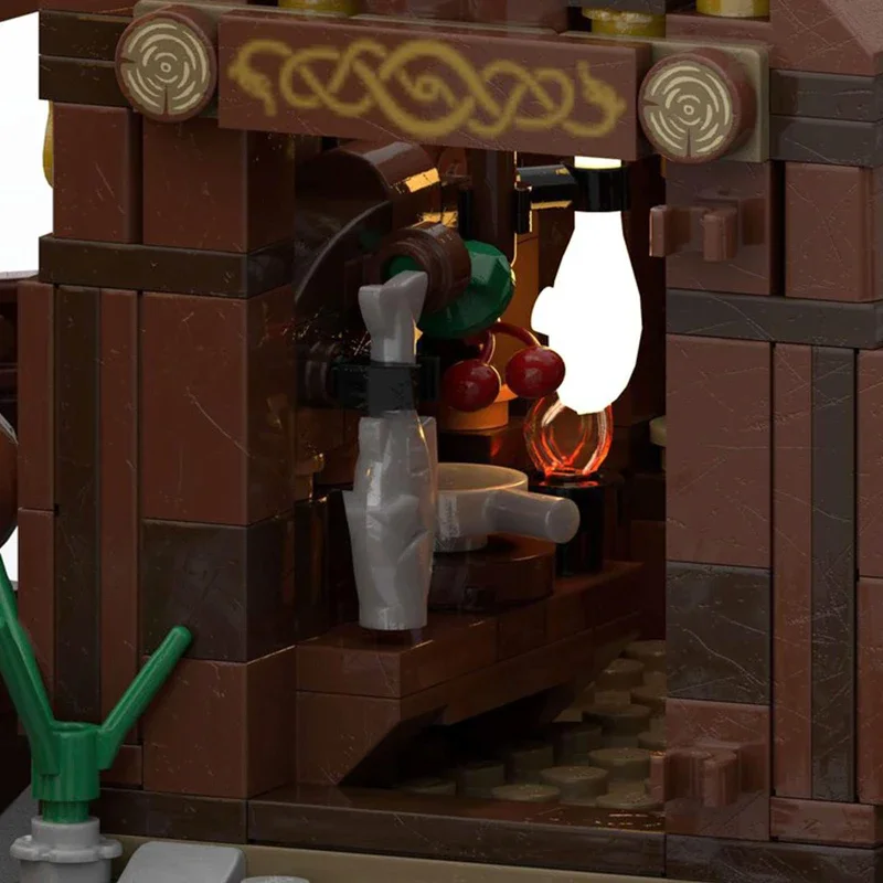 Moc Compatible 21343 casa de pueblo vikingo Medieval gran expansión bloques de construcción arquitectura juguete creativo para niños regalo