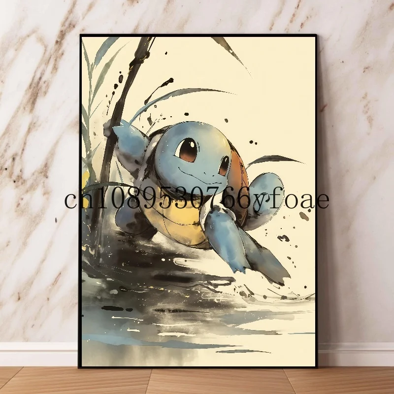 クラシックアニメポケモン水墨画絵画キャンバス絵画ポスターとプリント壁アート画像リビングルーム子供ギフト用