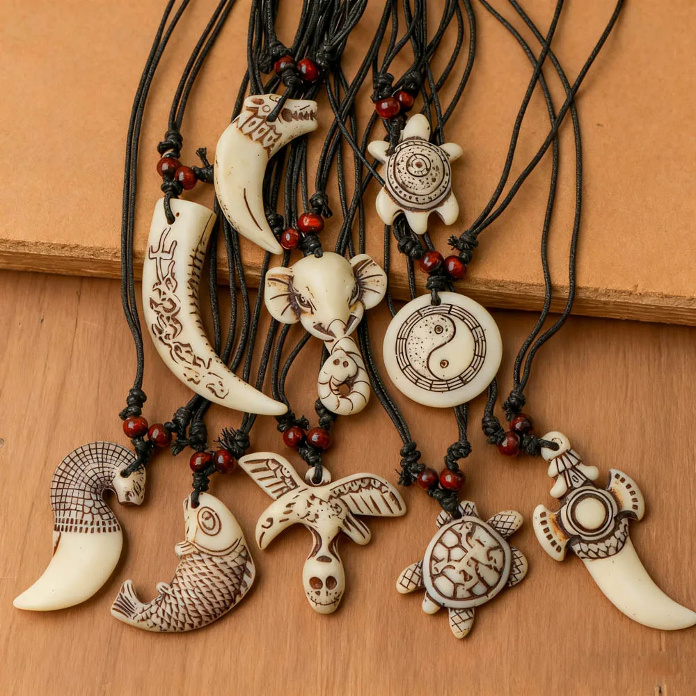 6/8/12Pcs/Lot Fashion Charm Vintage Simple Turtle Fish Adjustable Necklaces For Men Women Rope Chain Jewelry Accessories Gifts