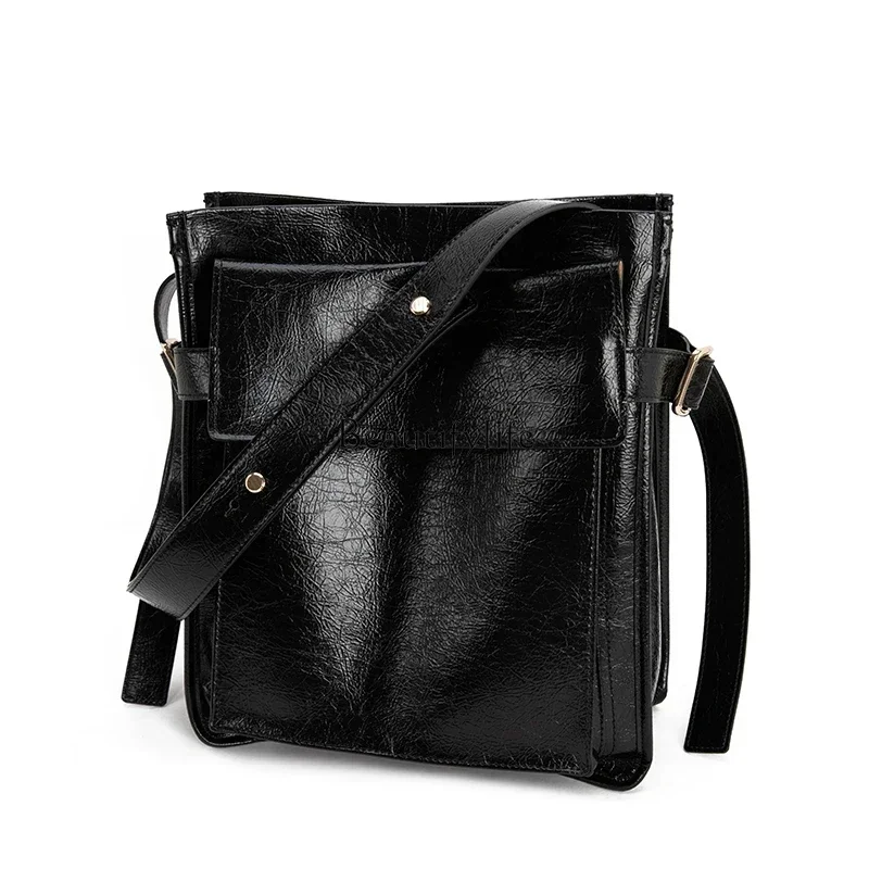 Bucket Bag Special-Interest Design Large Capacity Genuine Leather Shoulder Crossbody