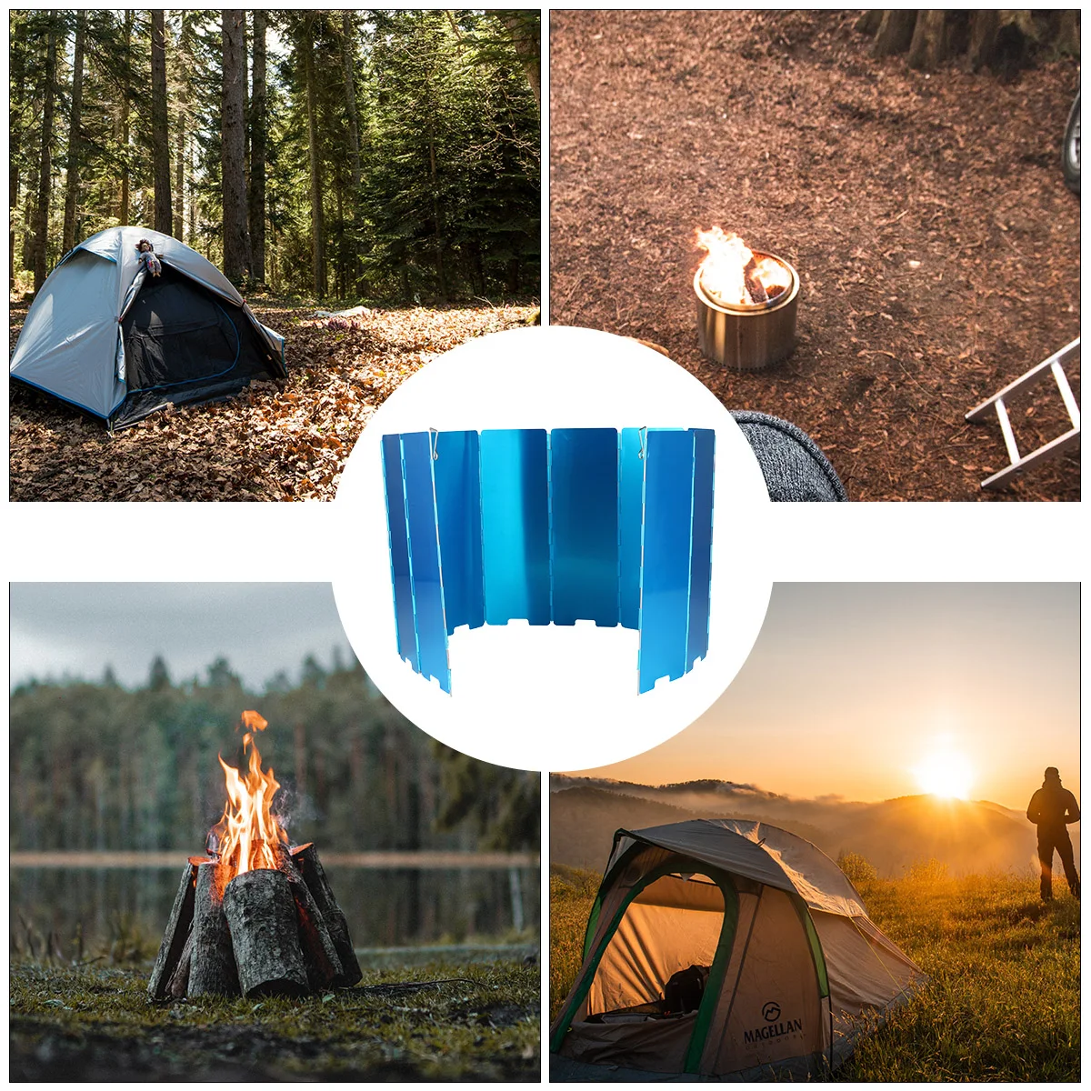 

10pcs Camping Folding Windshield Durable Outdoor Wind Shield Bbq Windscreen For Picnic Hiking Stove Screen Fuel