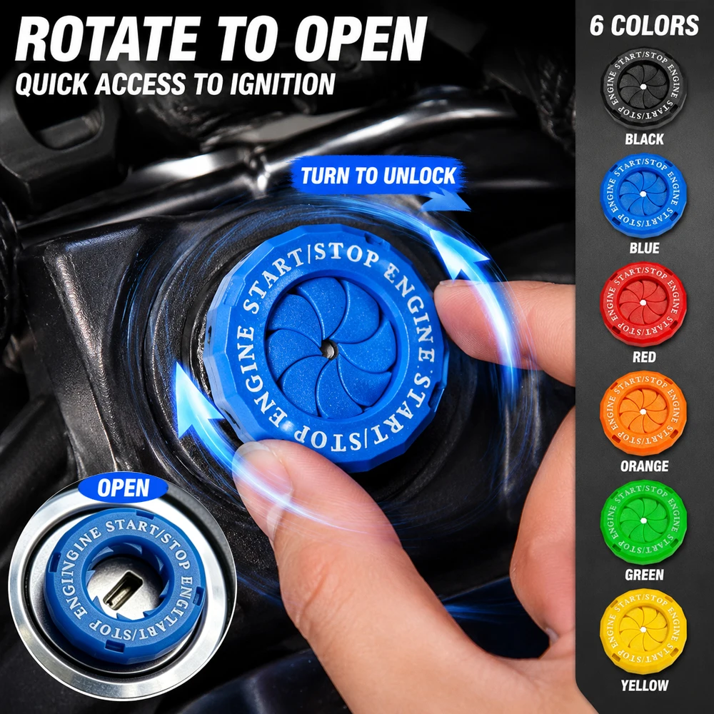 Ignition Device Decor Motorcycle Key Cover Car Interior Sticker Decorative Rotary Push To Start Button Cover for Motorcycle Lock