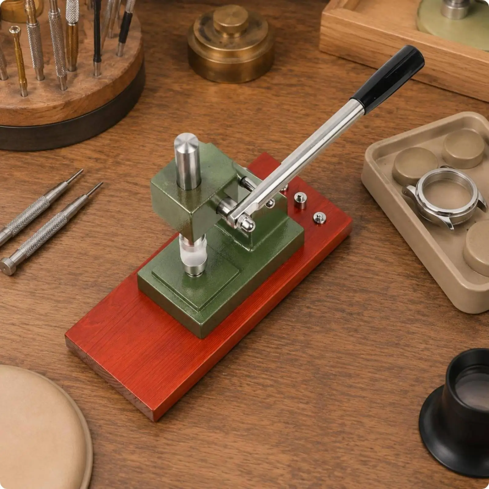Timepiece Press Adjustable Heads Rear Closing Tool for Watch Backs