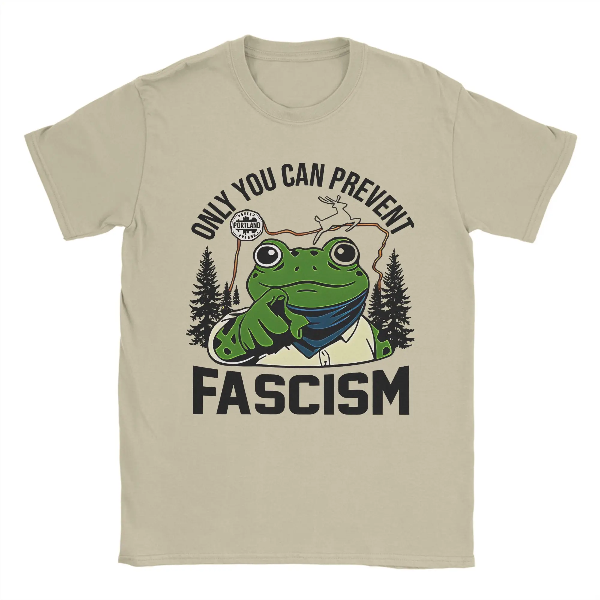 

Футболка Only You Can Prevent Fascism Portland Frog Protest для мужчин, повседневные футболки из 100% хлопка, одежда с короткими рукавами и графикой