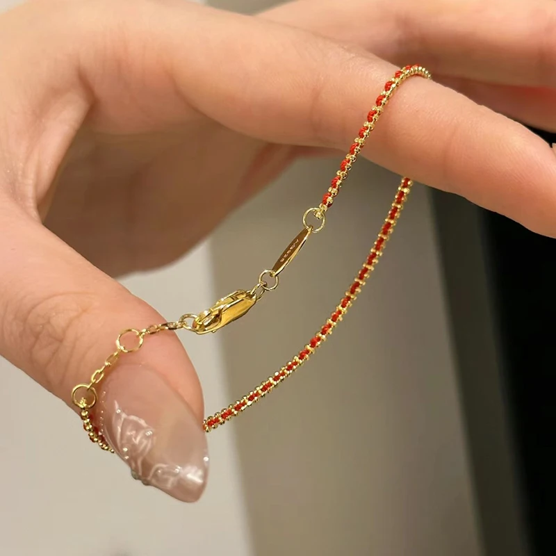 ENSHIR Gold Color Red Line Bracelet for Women Simple Lucky Temperament Daily Jewelry Accessories Gifts Wholesale