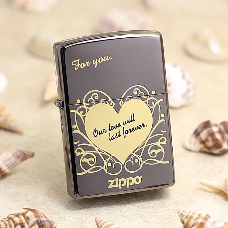 

Genuine Zippo oil lighter copper windproof Golden peach heart Kerosene lighters Gift with anti-counterfeiting code