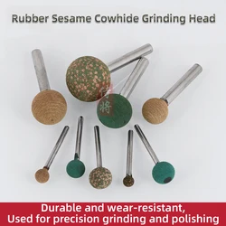 1PCS 3-6mm Shaft Mounted Rubber Cowhide Point With Abrasive Grinding Head for Mold Polishing Rotary Power Tools