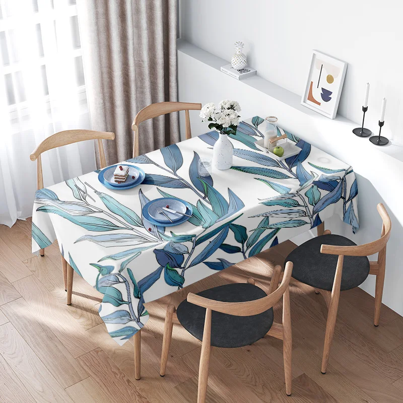 

Modern Nordic Tablecloth with Leaves Pattern for Dining Room Decoration Washable Fabric for Kitchen Home Decorations White Color